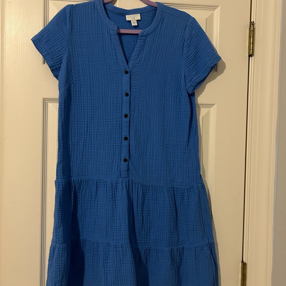 J. Jill Blue Textured gauze dress